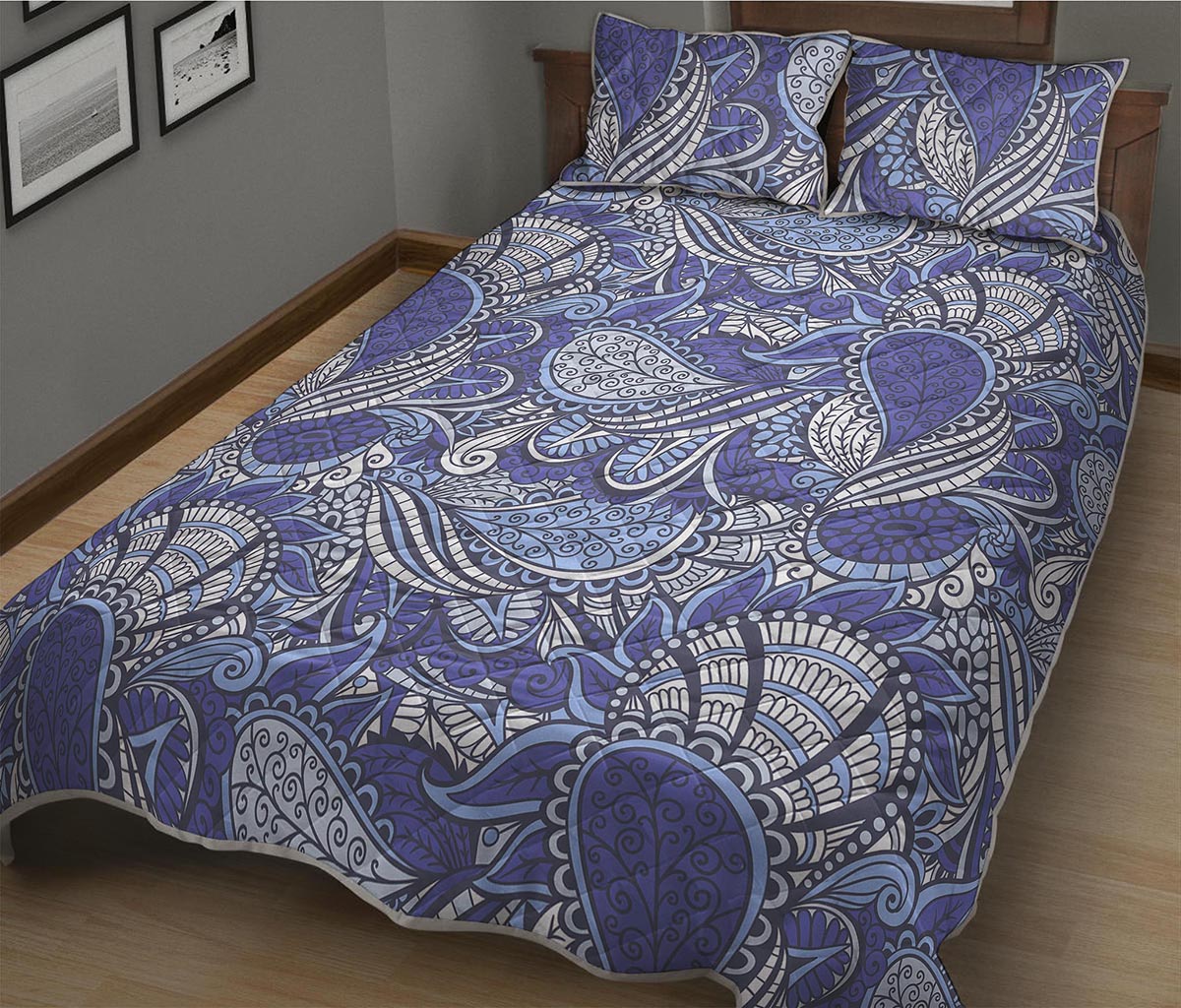 Pigeon Floral Bohemian Pattern Print Quilt Bed Set