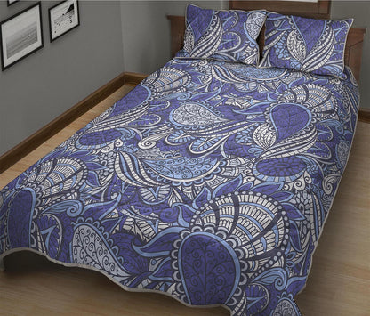 Pigeon Floral Bohemian Pattern Print Quilt Bed Set
