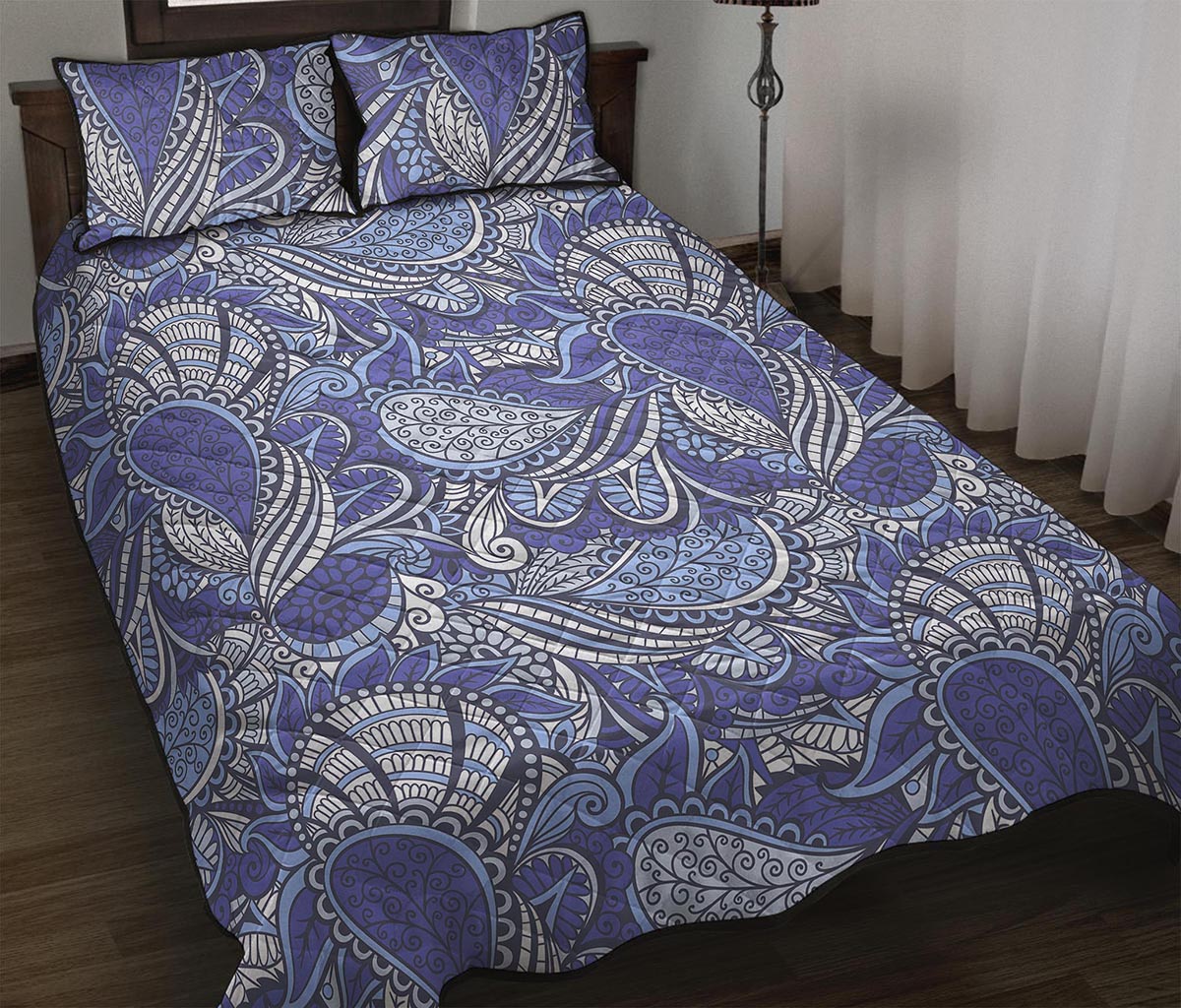Pigeon Floral Bohemian Pattern Print Quilt Bed Set