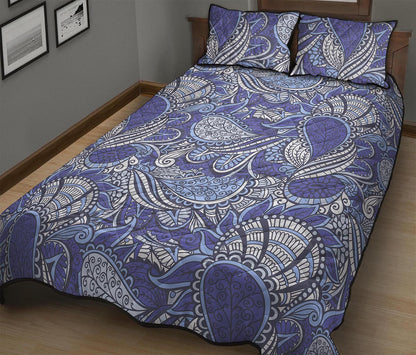 Pigeon Floral Bohemian Pattern Print Quilt Bed Set