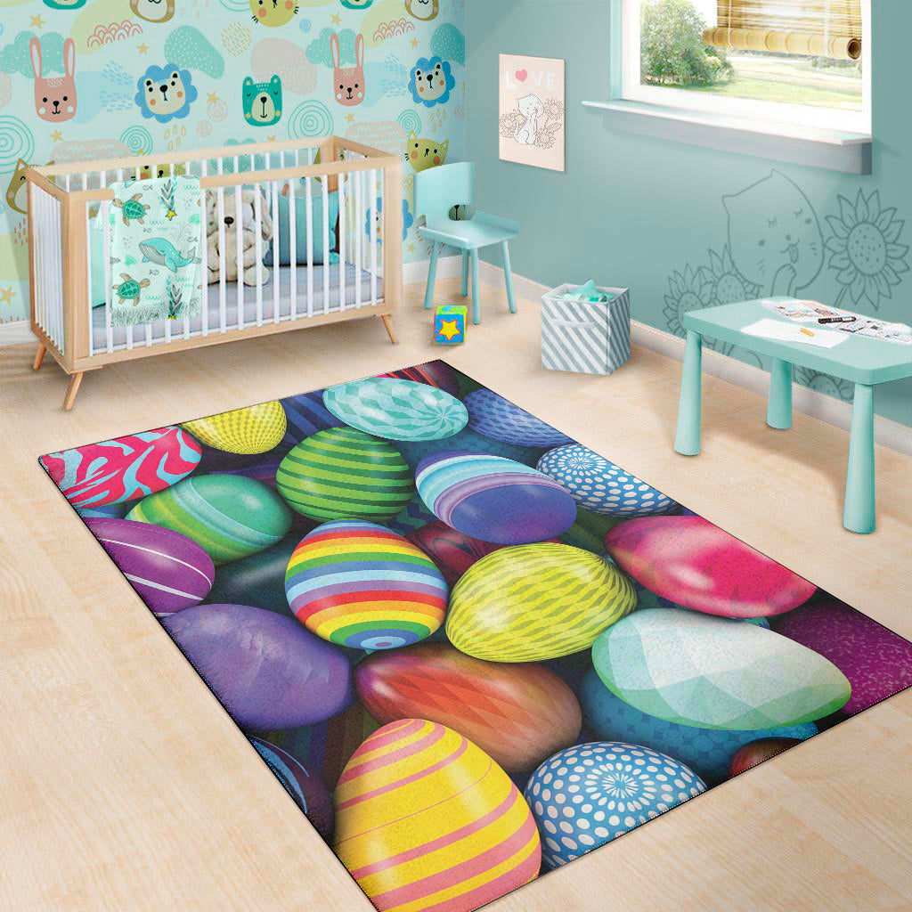 Pile Of Colorful Easter Eggs Print Area Rug