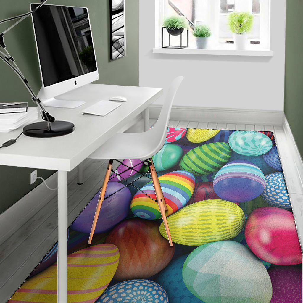 Pile Of Colorful Easter Eggs Print Area Rug