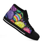 Pile Of Colorful Easter Eggs Print Black High Top Shoes