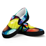 Pile Of Colorful Easter Eggs Print Black Slip On Shoes
