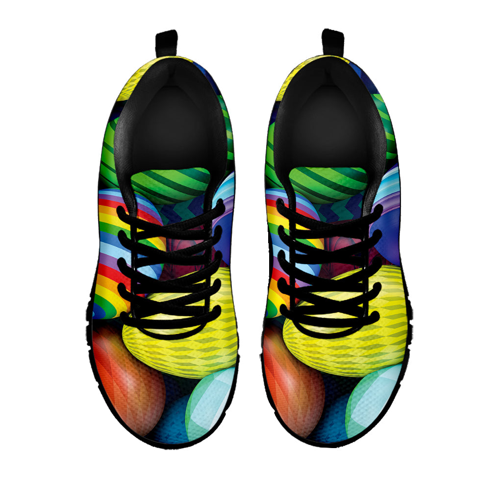 Pile Of Colorful Easter Eggs Print Black Sneakers