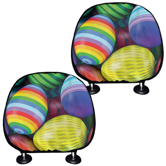 Pile Of Colorful Easter Eggs Print Car Headrest Covers