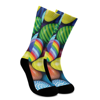 Pile Of Colorful Easter Eggs Print Crew Socks