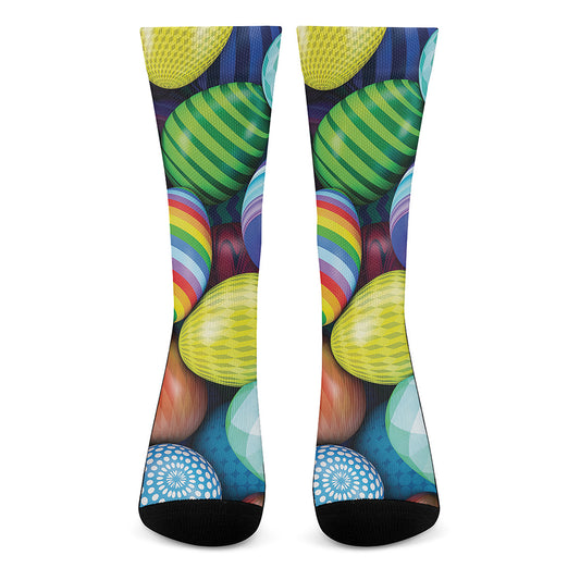 Pile Of Colorful Easter Eggs Print Crew Socks
