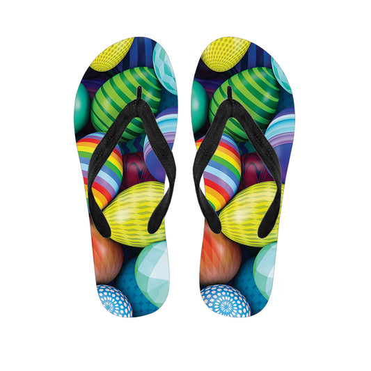 Pile Of Colorful Easter Eggs Print Flip Flops