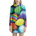 Pile Of Colorful Easter Eggs Print Pullover Hoodie Dress
