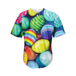 Pile Of Colorful Easter Eggs Print Men's Baseball Jersey