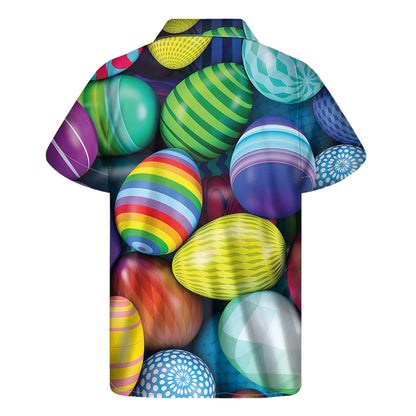 Pile Of Colorful Easter Eggs Print Men's Short Sleeve Shirt