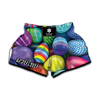 Pile Of Colorful Easter Eggs Print Muay Thai Boxing Shorts