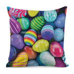 Pile Of Colorful Easter Eggs Print Pillow Cover