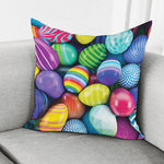 Pile Of Colorful Easter Eggs Print Pillow Cover