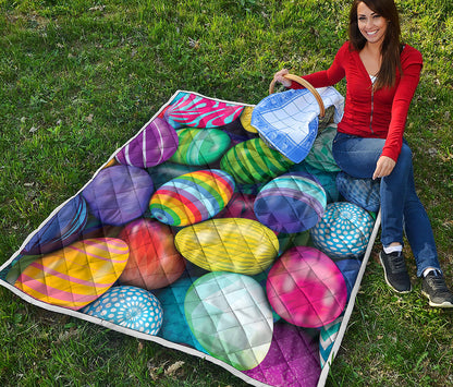 Pile Of Colorful Easter Eggs Print Quilt