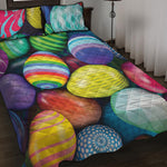 Pile Of Colorful Easter Eggs Print Quilt Bed Set