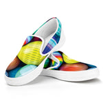 Pile Of Colorful Easter Eggs Print White Slip On Shoes