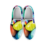 Pile Of Colorful Easter Eggs Print White Slip On Shoes