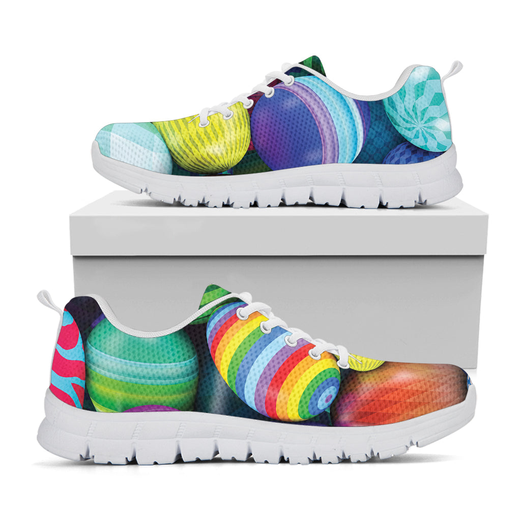 Pile Of Colorful Easter Eggs Print White Sneakers