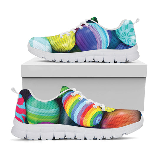 Pile Of Colorful Easter Eggs Print White Sneakers