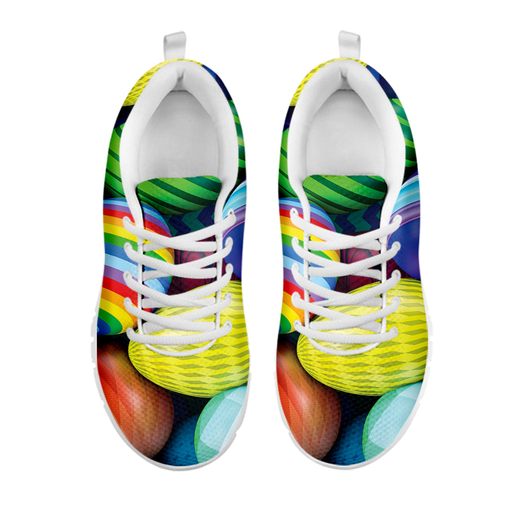 Pile Of Colorful Easter Eggs Print White Sneakers