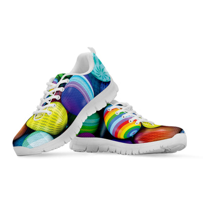 Pile Of Colorful Easter Eggs Print White Sneakers