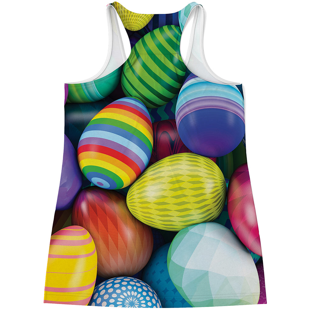 Pile Of Colorful Easter Eggs Print Women's Racerback Tank Top
