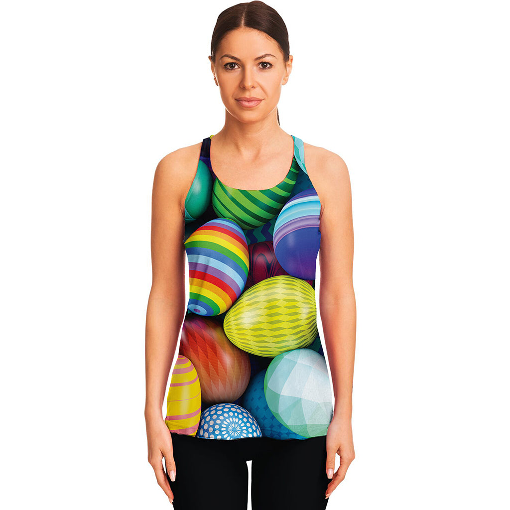 Pile Of Colorful Easter Eggs Print Women's Racerback Tank Top