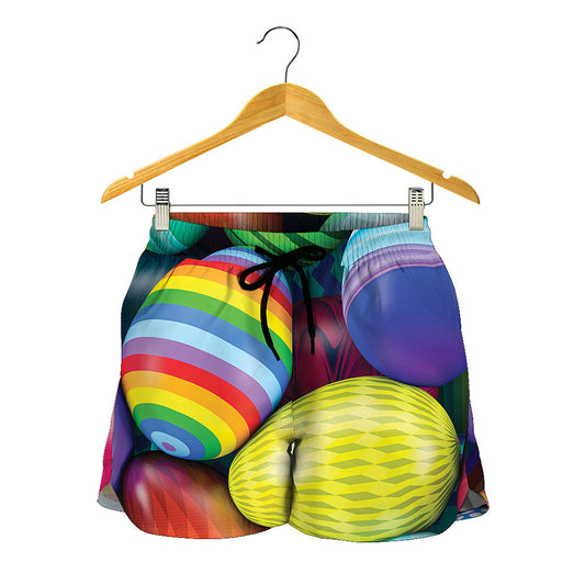 Pile Of Colorful Easter Eggs Print Women's Shorts