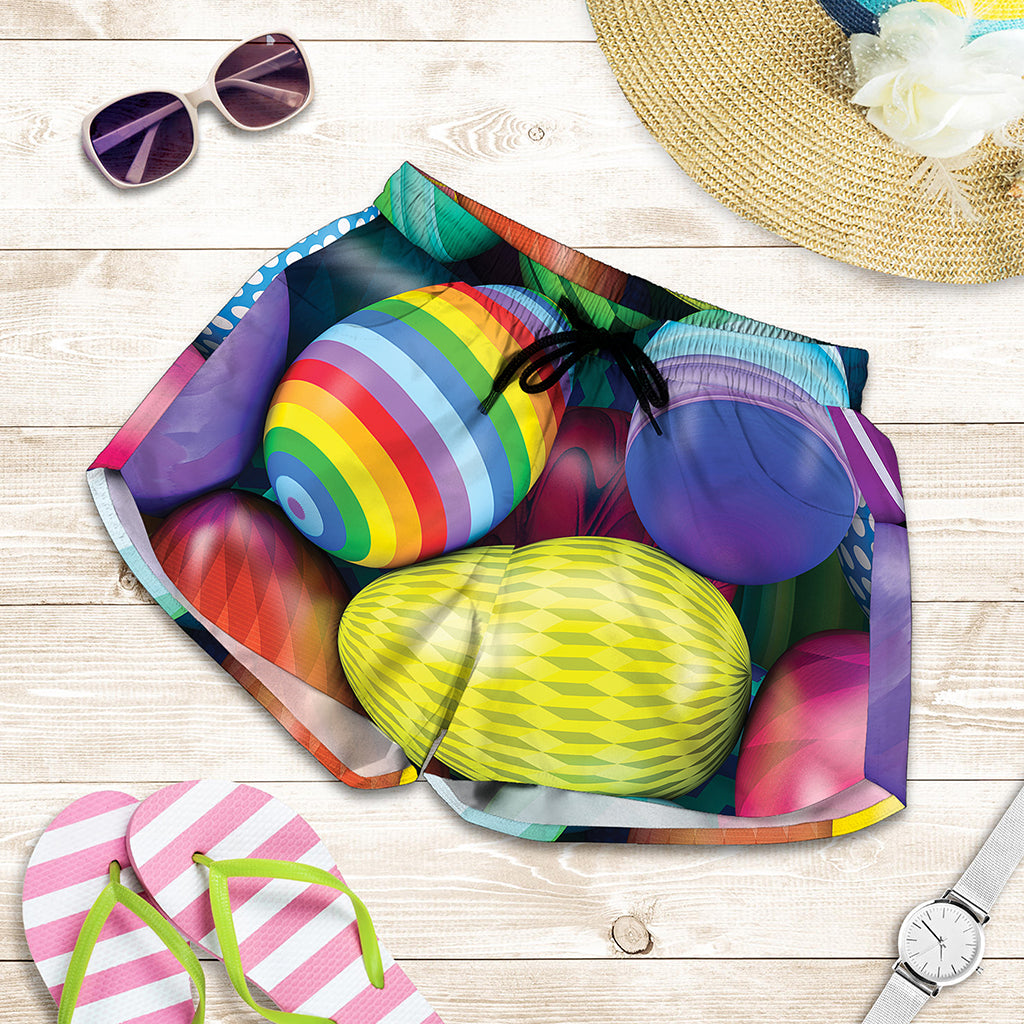 Pile Of Colorful Easter Eggs Print Women's Shorts