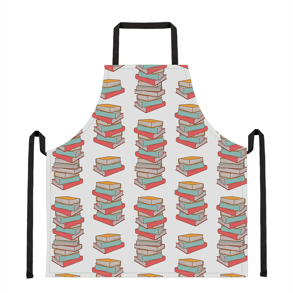 Pile Of Reading Books Pattern Print Apron