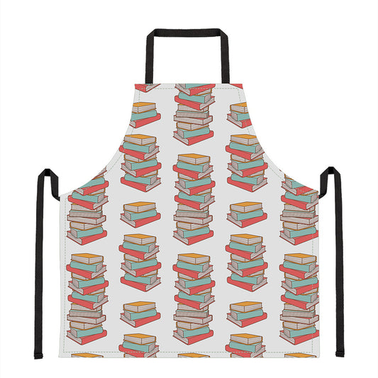 Pile Of Reading Books Pattern Print Apron