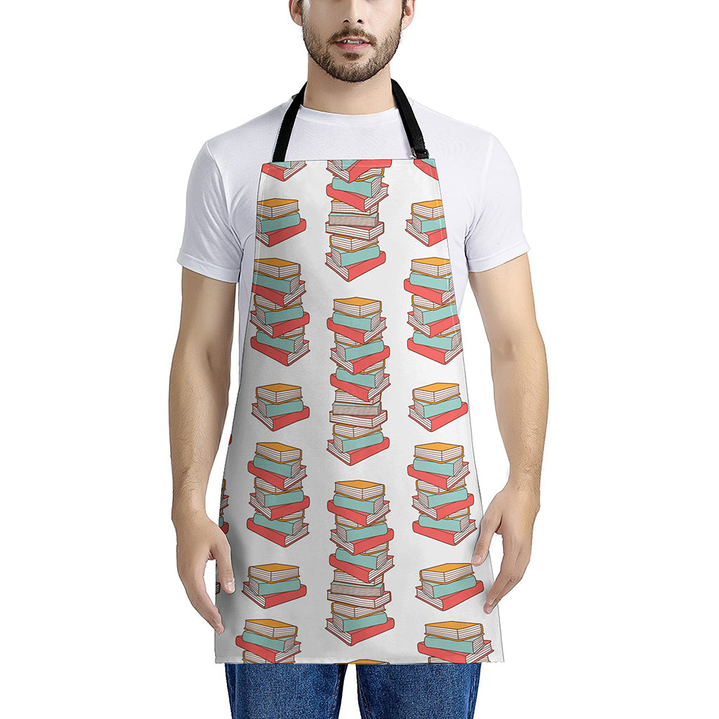 Pile Of Reading Books Pattern Print Apron