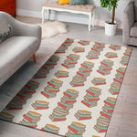 Pile Of Reading Books Pattern Print Area Rug