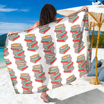 Pile Of Reading Books Pattern Print Beach Sarong Wrap