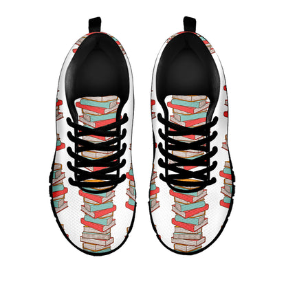 Pile Of Reading Books Pattern Print Black Sneakers