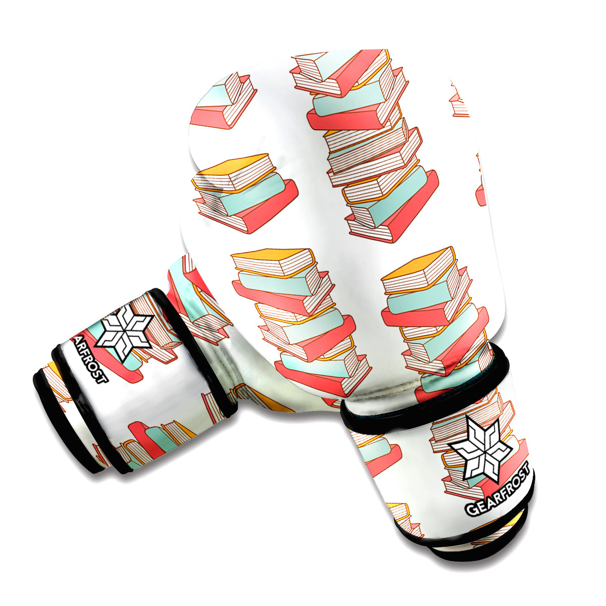 Pile Of Reading Books Pattern Print Boxing Gloves