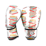 Pile Of Reading Books Pattern Print Boxing Gloves