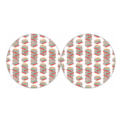 Pile Of Reading Books Pattern Print Car Coasters