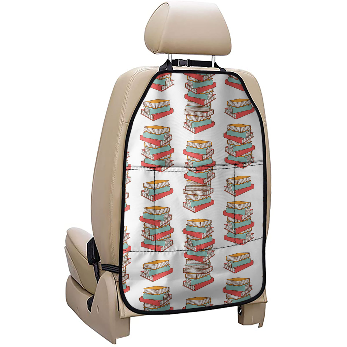 Pile Of Reading Books Pattern Print Car Seat Organizers