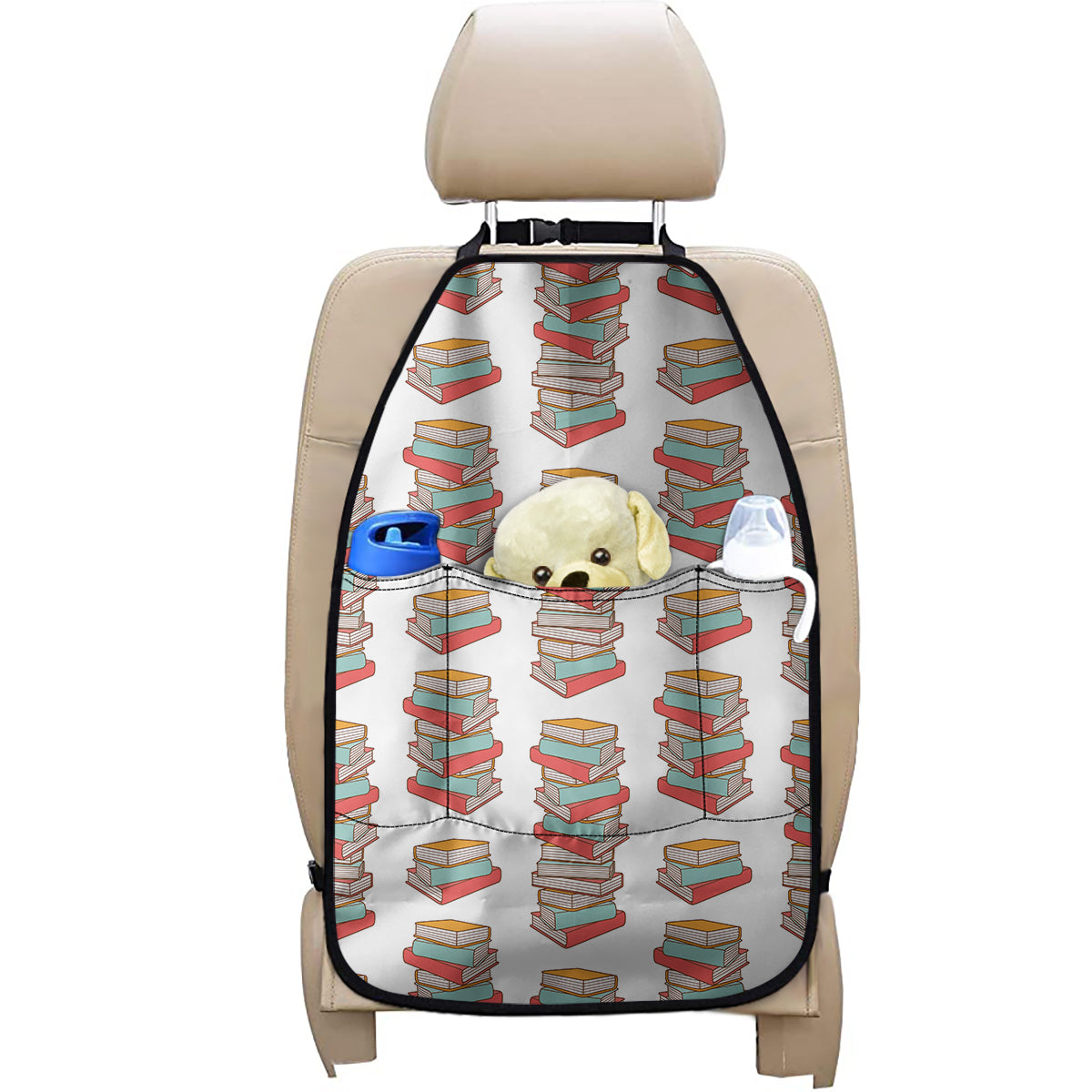 Pile Of Reading Books Pattern Print Car Seat Organizers