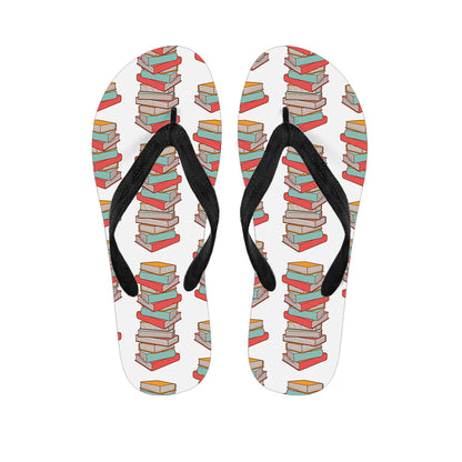 Pile Of Reading Books Pattern Print Flip Flops