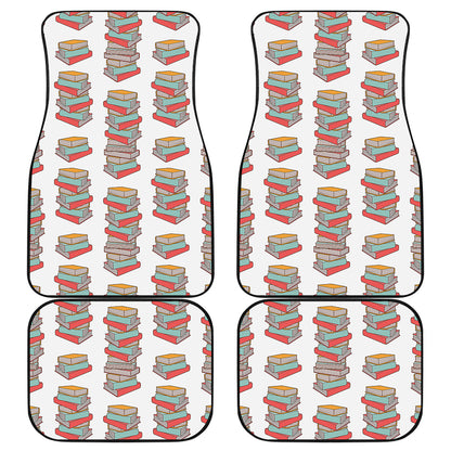 Pile Of Reading Books Pattern Print Front and Back Car Floor Mats
