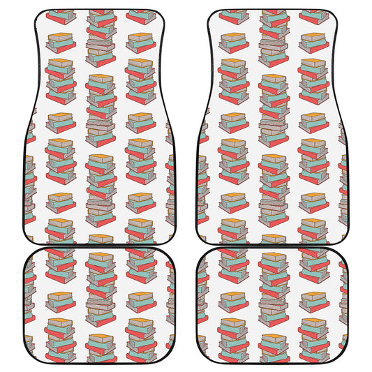 Pile Of Reading Books Pattern Print Front and Back Car Floor Mats