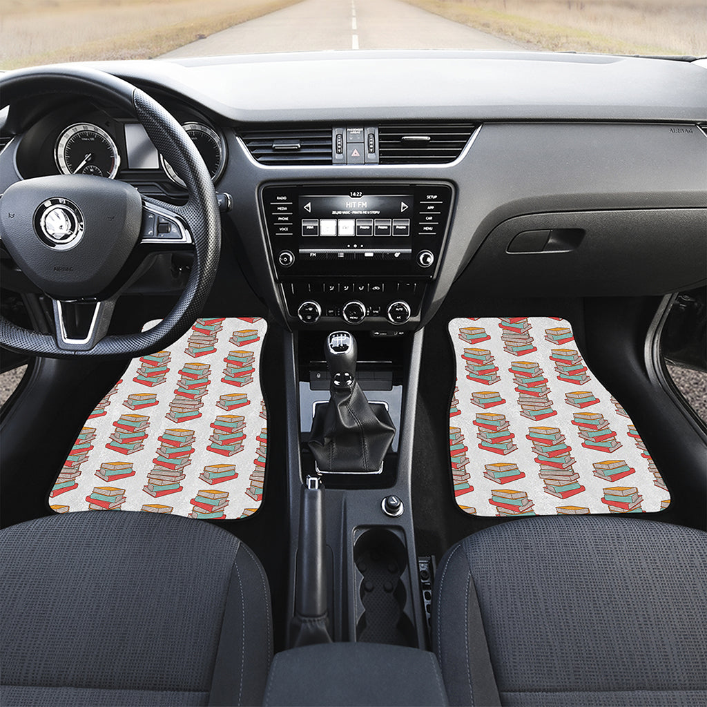 Pile Of Reading Books Pattern Print Front and Back Car Floor Mats