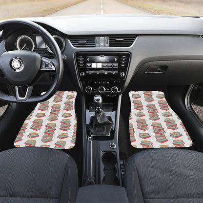 Pile Of Reading Books Pattern Print Front and Back Car Floor Mats