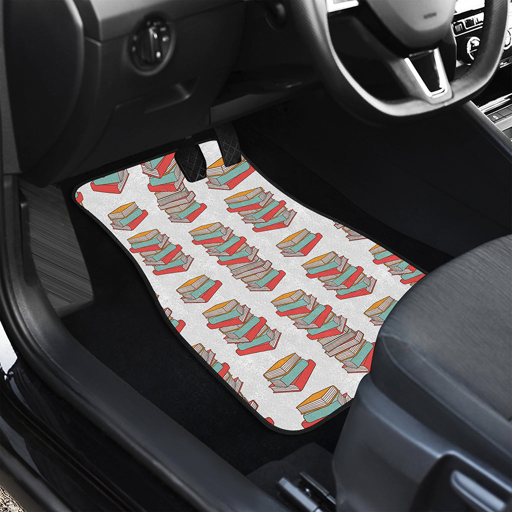 Pile Of Reading Books Pattern Print Front and Back Car Floor Mats