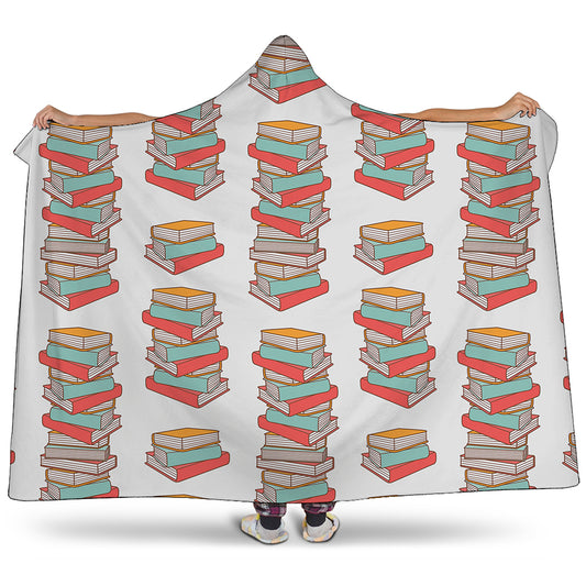 Pile Of Reading Books Pattern Print Hooded Blanket