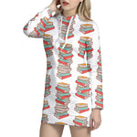 Pile Of Reading Books Pattern Print Hoodie Dress